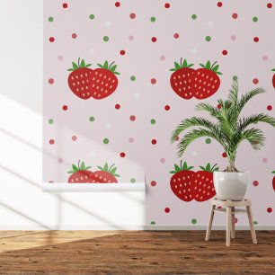 Strawberry Pink Mural Wallpaper