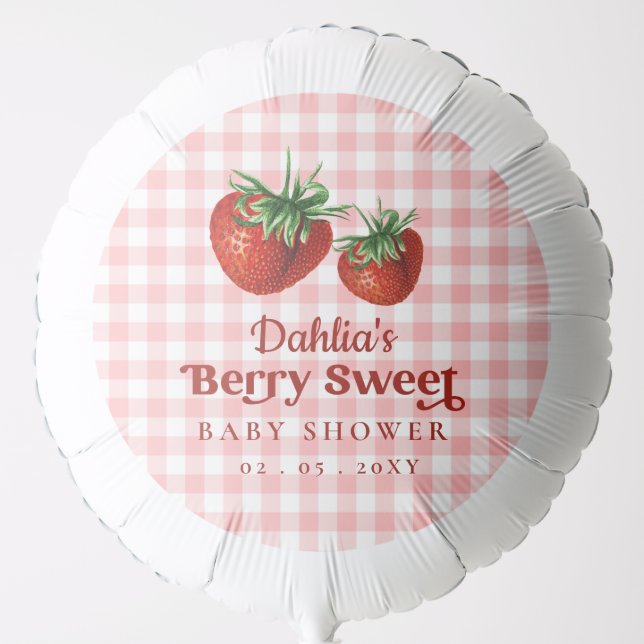 Strawberry Pink Red Berry Sweet Baby Shower Balloon (Front)