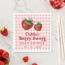 Strawberry Pink Red Berry Sweet Baby Shower Napkins