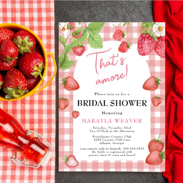 strawberry pink That's  Amore Bridal Shower Invitation (Creator Uploaded)