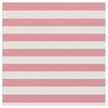 Strawberry Pink & White Striped Fabric by StripyStripes at Zazzle