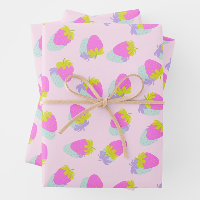 Strawberry Pink Wrapping Paper Sheets (In situ)