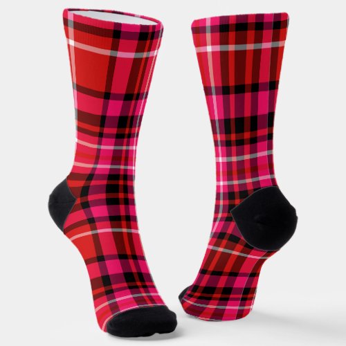 Strawberry Plaid Red Pink and White Socks