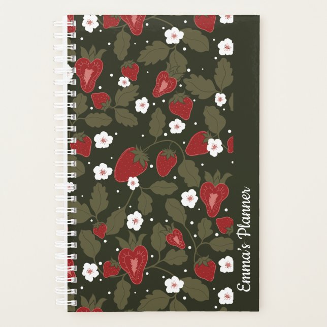 Strawberry planner | customizable cute planner (Front)