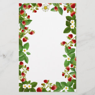Strawberry Plants Floral Stationery