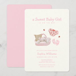 Strawberry Polar Bear Toys Nursery Baby Shower  Invitation