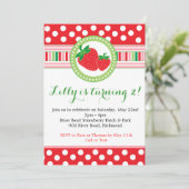Strawberry Polka Dot Party Invitation (Standing Front)
