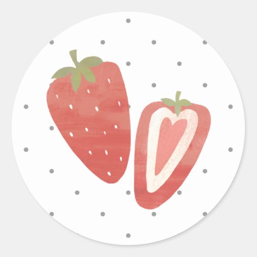 Strawberry polka dots classic round sticker