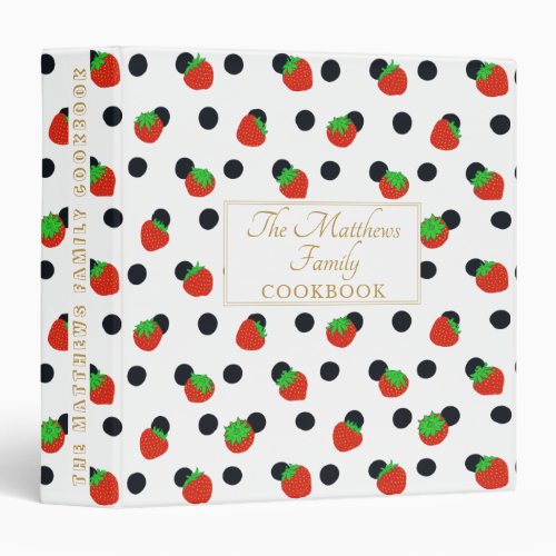 Strawberry Polka Dots Cookbook Recipe 3 Ring Binder