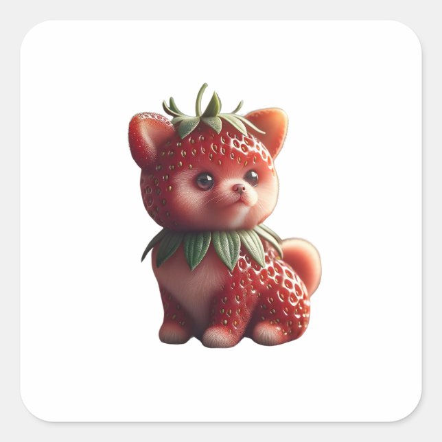 Strawberry Pomeranian Square Sticker (Front)