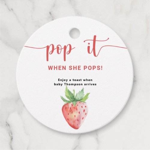 Strawberry Pop it When she pops Favor Tags