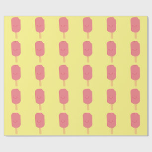 Strawberry Popsicle Cartoon Drawing Wrapping Paper