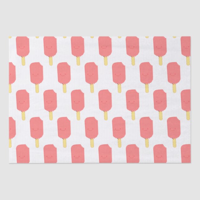 Strawberry Popsicle Cute Cartoon Drawing Tissue Paper (Front)