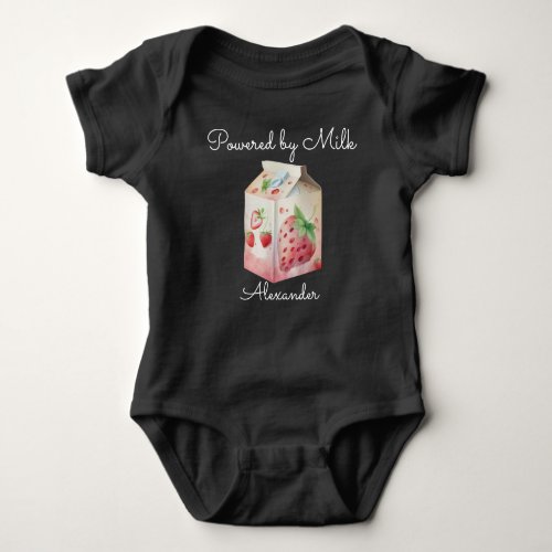 Strawberry Powered by milk Baby Bodysuit