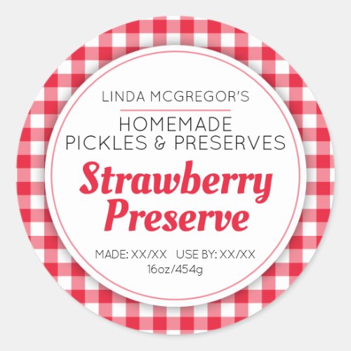 Strawberry preserve green round  jam jar label