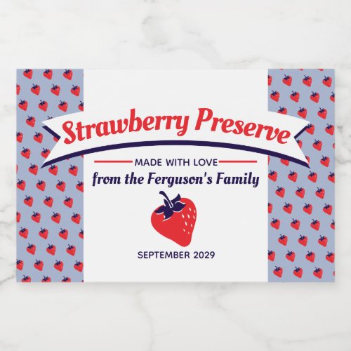 Strawberry preserve jam jar food label stickers