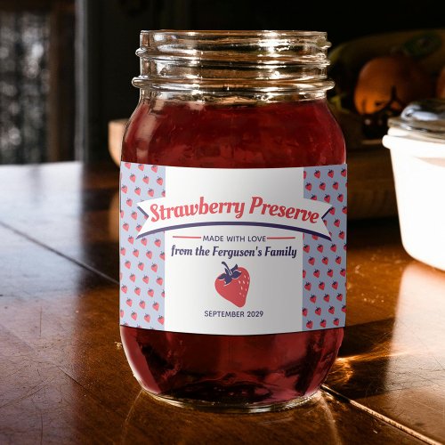 Strawberry preserve jam jar food label stickers