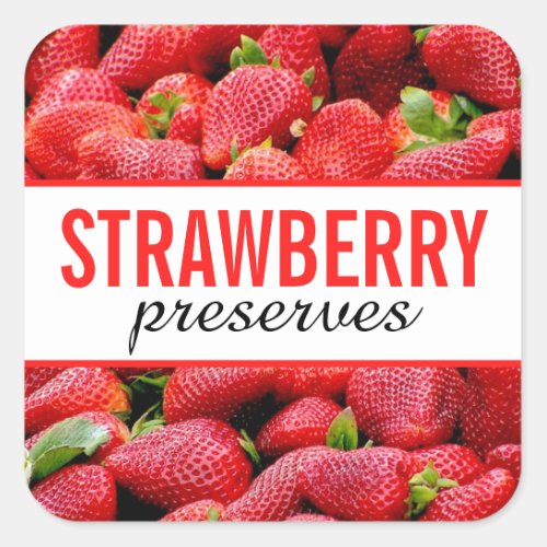 Strawberry Preserves Custom Jar Canning Square Sticker