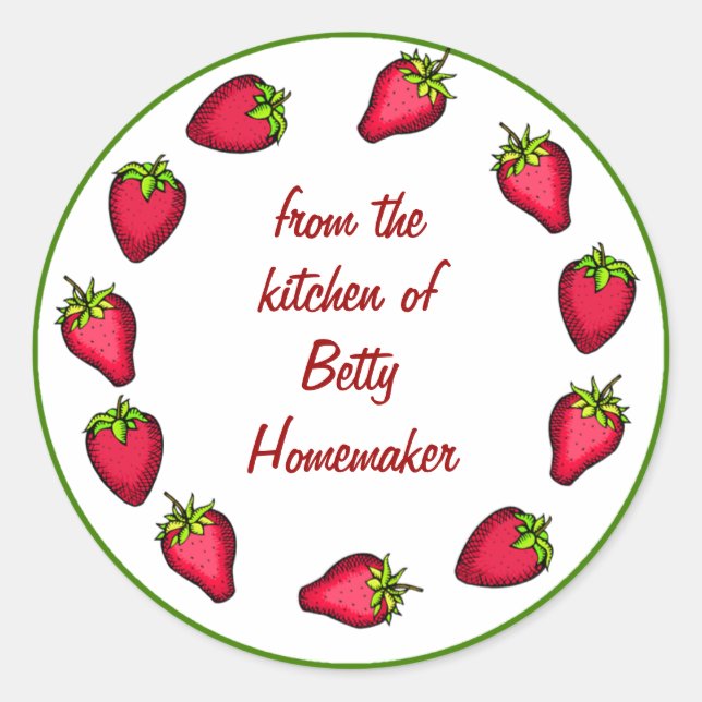 Strawberry Preserves or Jam Canning Labels (Front)