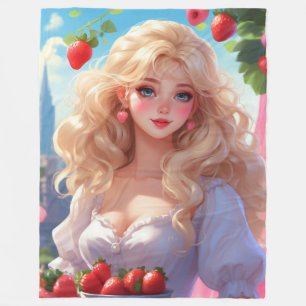 Strawberry princess fleece blanket