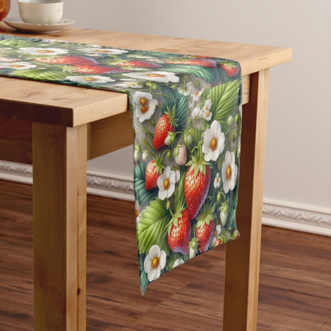 Strawberry Print Spring / Summer  Short Table Runner (In Situ)