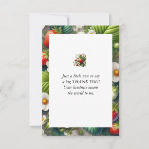 Strawberry Printed Flat Thank You Card