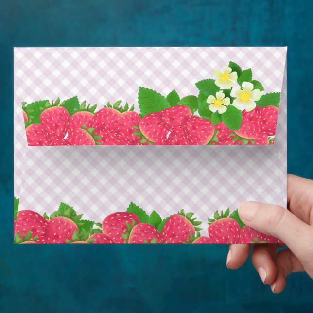 Strawberry Purple Gingham Envelope (Hand)