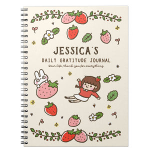 Strawberry Rabbit Gratitude Journal Personalized