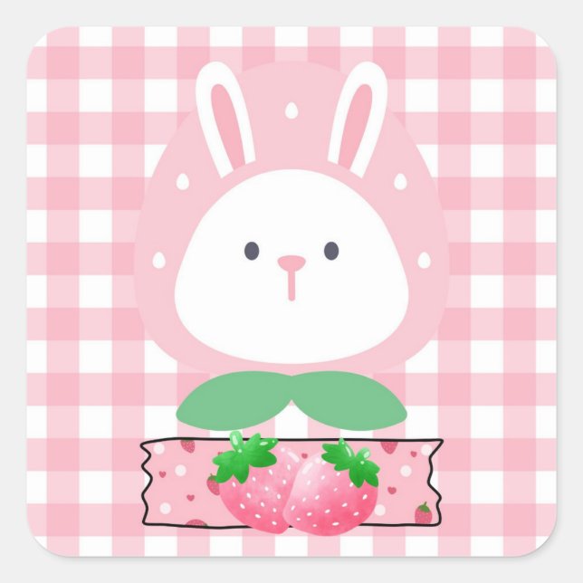 Strawberry Rabbit Sticker (Front)
