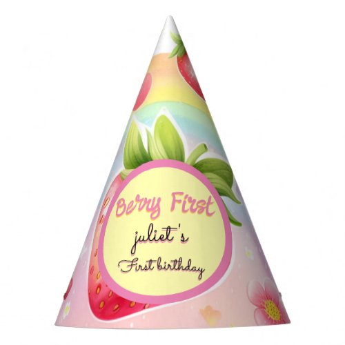 strawberry rainbow berry first 1st birthday party hat