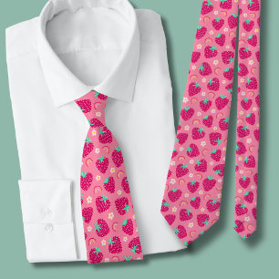 Strawberry Rainbow Daisy pattern Neck Tie