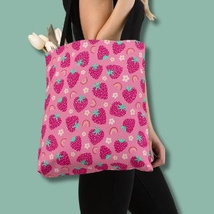 Strawberry Rainbow Daisy pattern Tote Bag