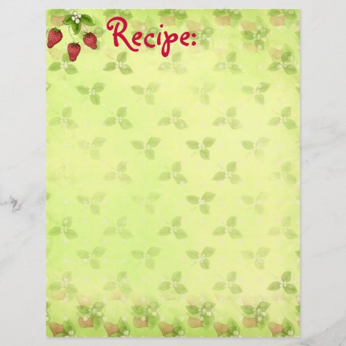 Strawberry Recipe Paper