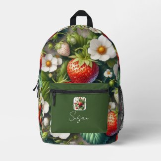  Strawberry Red Berry Fruit  Backpack 