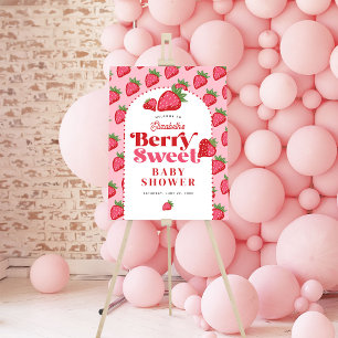 Strawberry Red Berry Sweet Baby Shower Welcome Foam Board