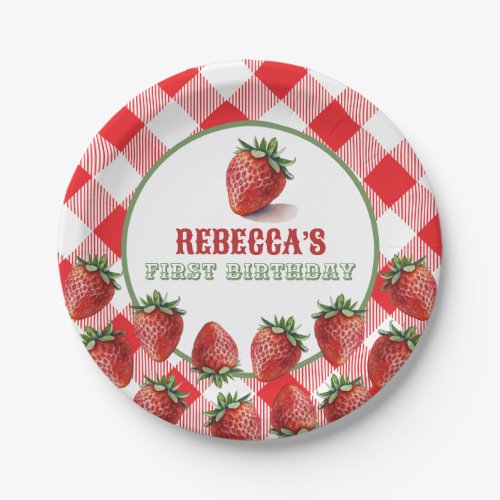 Strawberry Red Berry Sweet Birthday Paper Plates