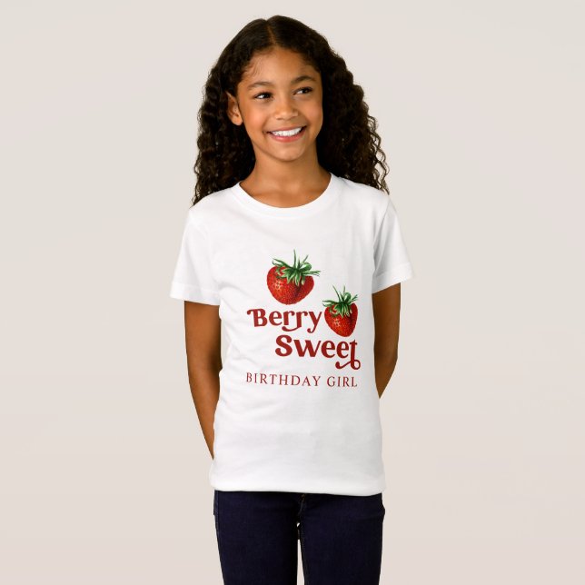 Strawberry Red Berry Sweet Birthday T-Shirt (Front Full)