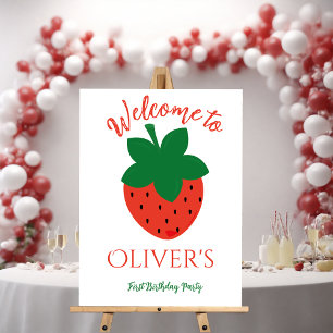 Strawberry red First Birthday Party Welcome Foam Board