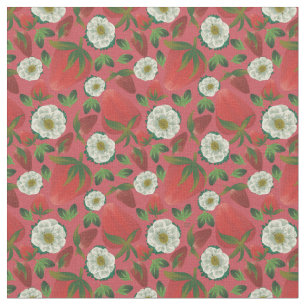 Strawberry Red Floral Pattern Fabric