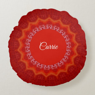 Strawberry Red Gelatin Mold Monogrammed Round Pillow