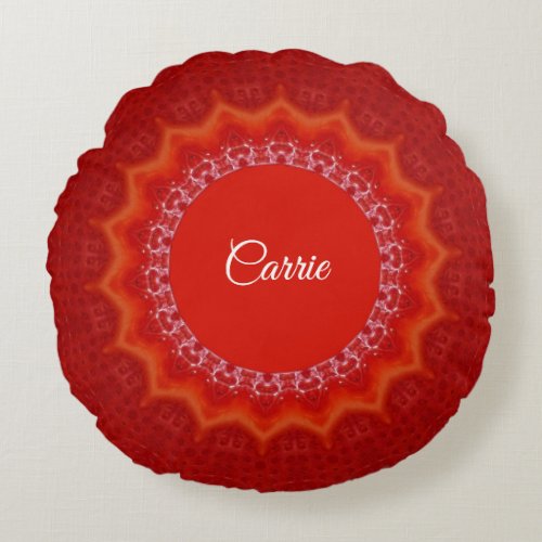 Strawberry Red Gelatin Mold Monogrammed Round Pillow