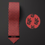 Strawberry Red German Shepherd Neck Tie<br><div class="desc">A perfect pattern for the german shepherd dad in your life. This one-of-a kind design not only adds a personal touch with its regal german shepherd artwork, but with its customized name or initials (for the recipient's name, or the pooch's). Also be sure to check out our matching socks featuring...</div>