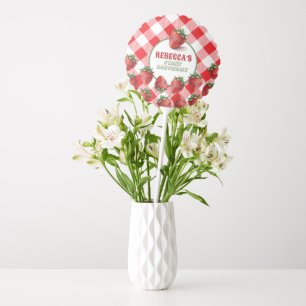 Strawberry Red Gingham 1st Birthday Balloon
