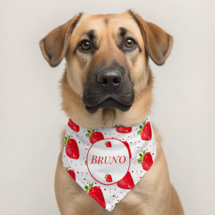 Strawberry Red Heart Dog Name Pet Bandana Collar