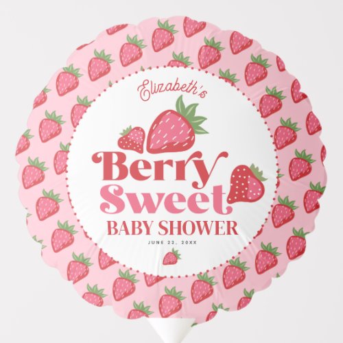 Strawberry Red Pink Berry Sweet Baby Shower Balloon