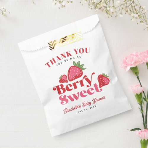 Strawberry Red Pink Berry Sweet Baby Shower Favor Bag