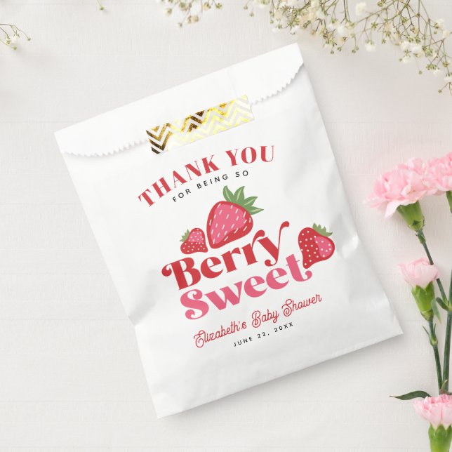 Strawberry Red Pink Berry Sweet Baby Shower Favor Bag (Sealed)