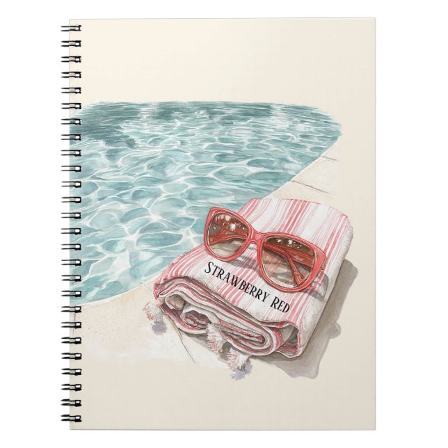 Strawberry Red Pool Towel Notebook (Front)