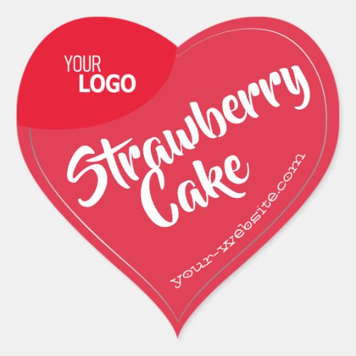 Strawberry Red Silver Frame Logo Template Baking  Heart Sticker