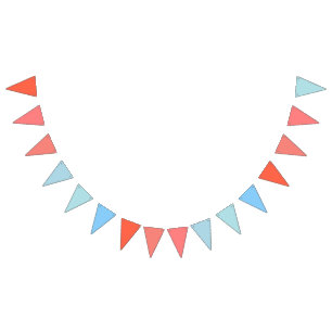 Strawberry Red to Soft Blue Gradient Bunting Flags